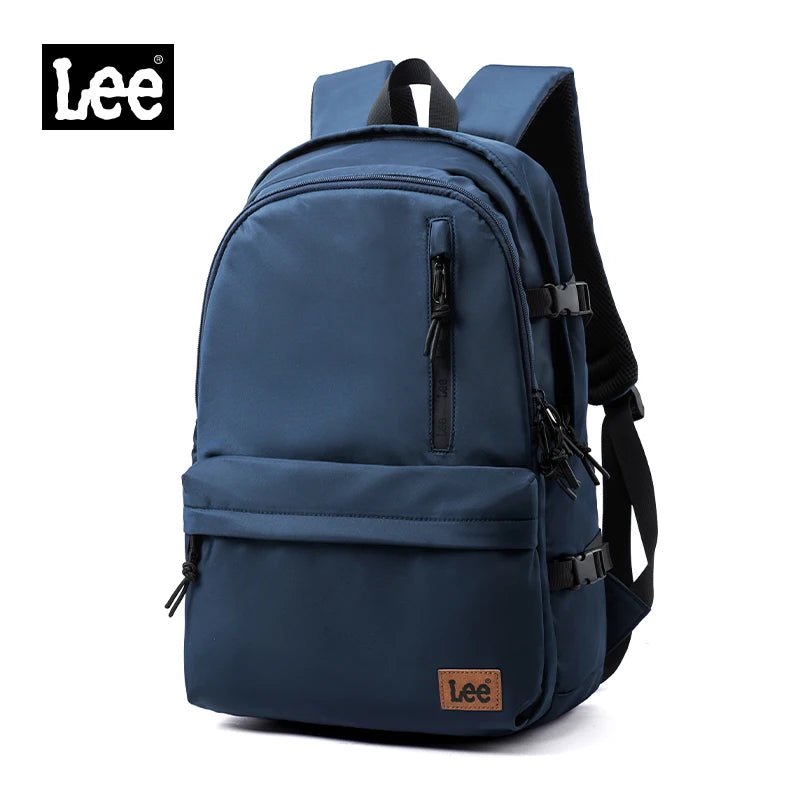 A navy blue Lee ultralight water-resistant laptop backpack shown from the front.
