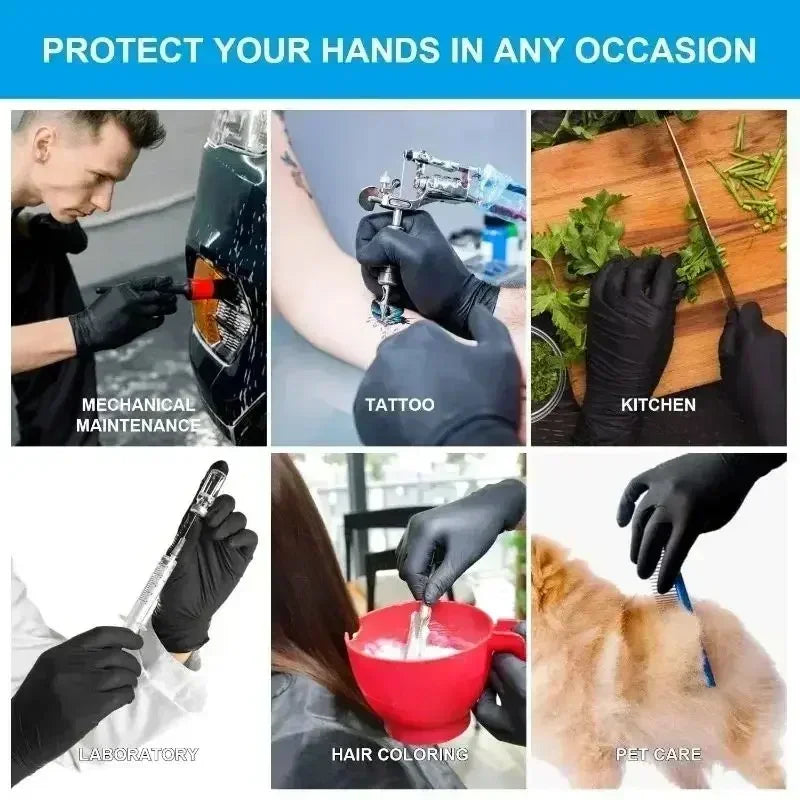 Black Disposable Nitrile Gloves for Cleaning and More