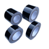 Four rolls of glossy black vinyl wrap strip for car trim and protection