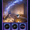 A product image showing a lamp series display featuring a starry night scene and three different galaxy patterns: Galaxy, Moo