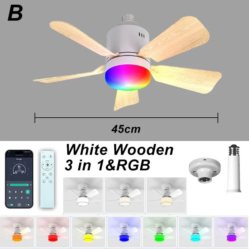 Smart LED Ceiling Fan with RGB Lighting and App Control