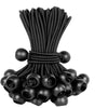 Black heavy-duty elastic bungee cords with ball ends coiled together