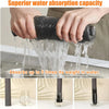 Hands demonstrate the superior water absorption capacity of a reusable microfiber glass cleaning cloth, which absorbs up to f