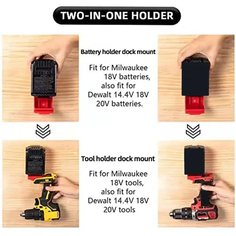 Battery & Tool Holder for 18V/20V Power Tools (5-Pack)