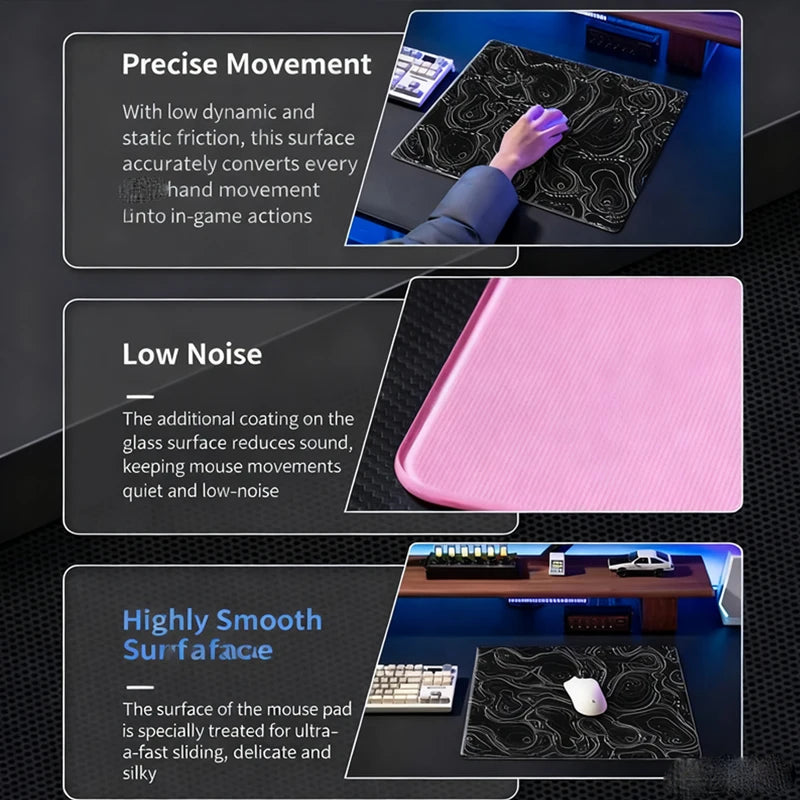Frosted Glass Mouse Pad with Non-Slip Base