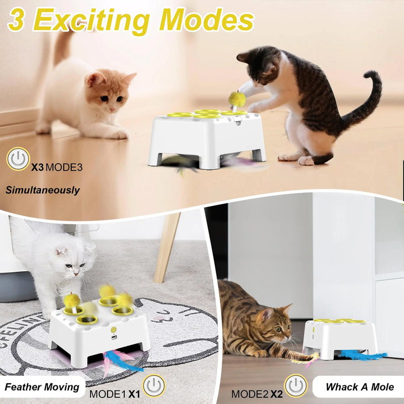 Smart Whack-a-Mole Cat Toy with Auto-Pause