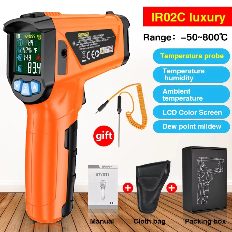 High-Temperature Infrared Thermometer with Color Screen and Humidity Sensing