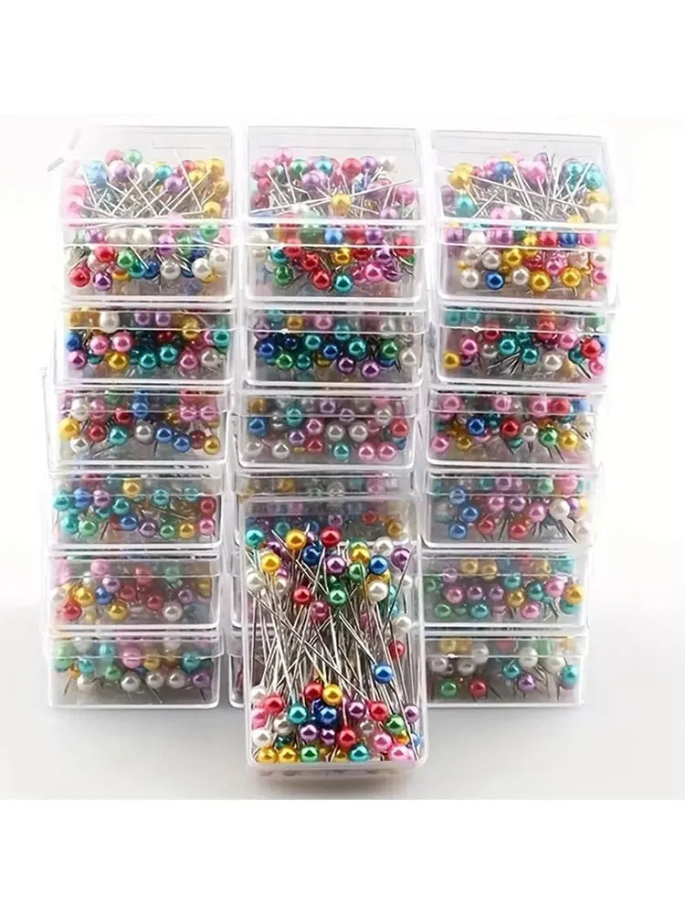 Colorful Glass Head Sewing Pins (100-Piece Set)