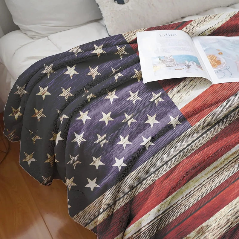American Flag Print Throw Blanket