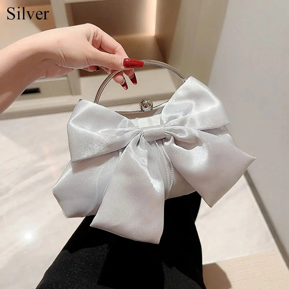 Crystal Bowknot Evening Clutch with Chain Strap