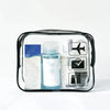 Clear quart-size toiletry bag with compartments for travel and TSA approved carry-on
