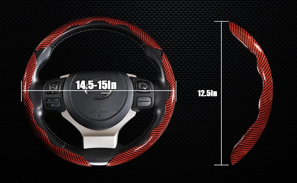 Carbon Fiber & Leather Steering Wheel Cover