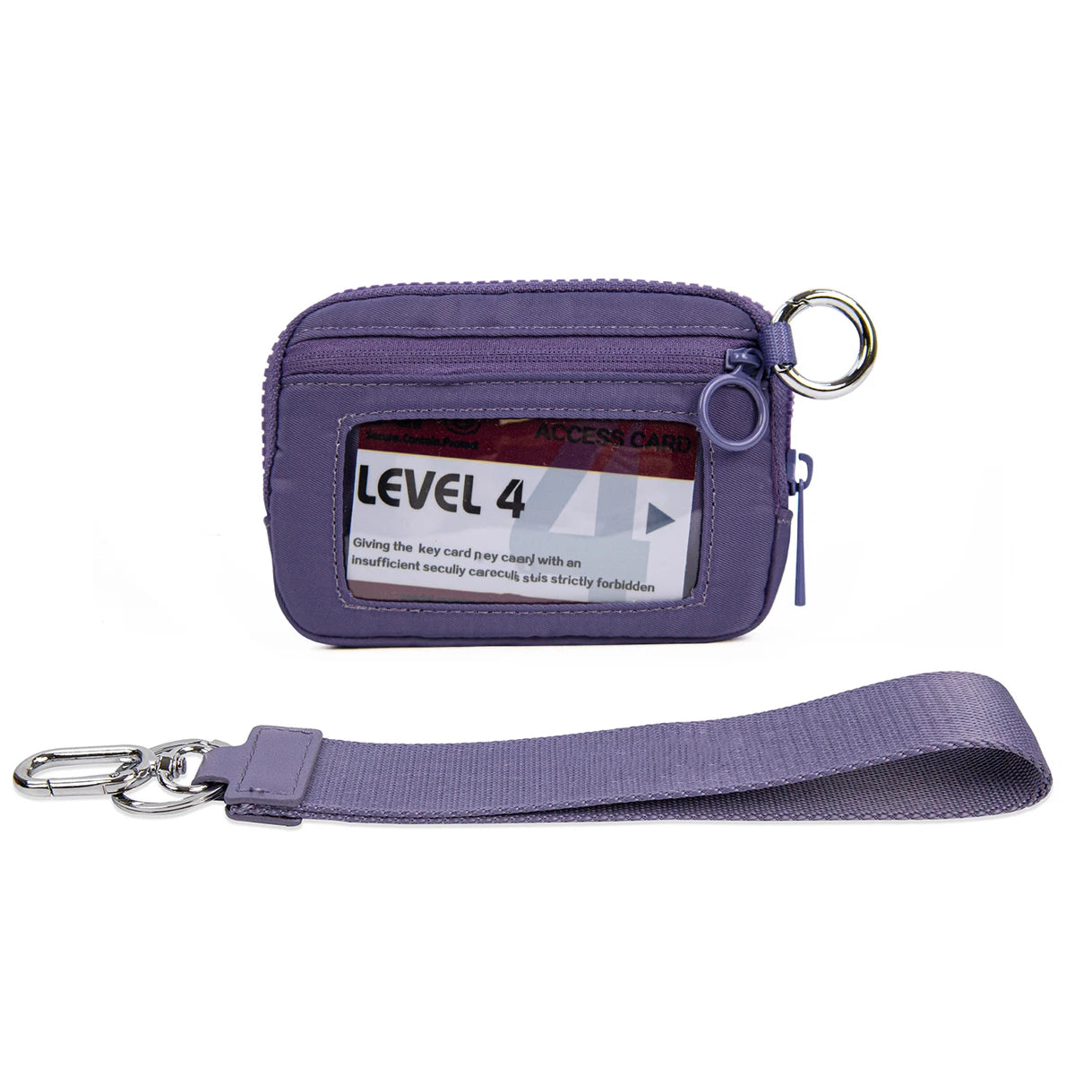 Checkered Card Case Wallet with Detachable Keychain and ID Window