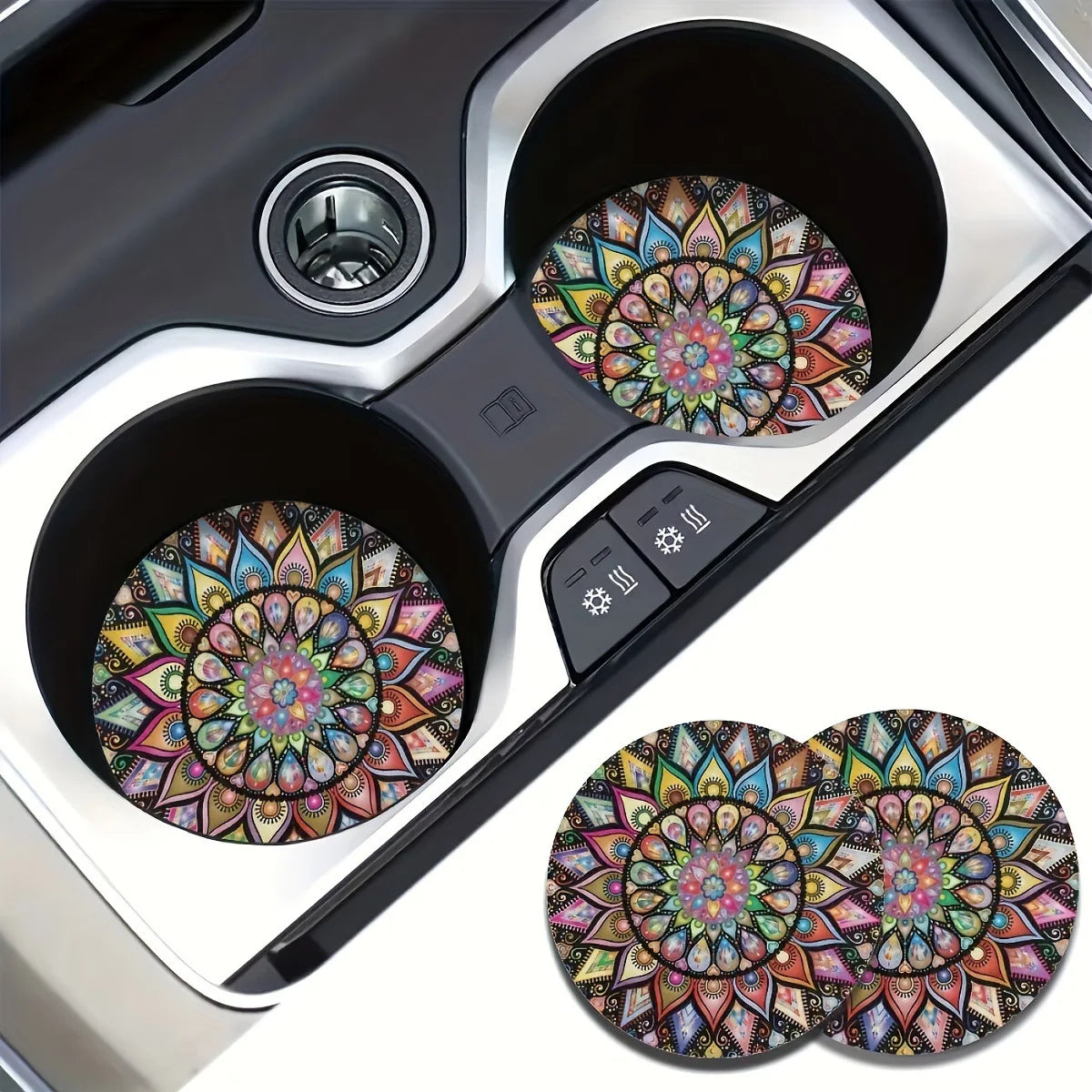 Vintage Mandala Silicone Cup Holder Coasters (Set of 2)