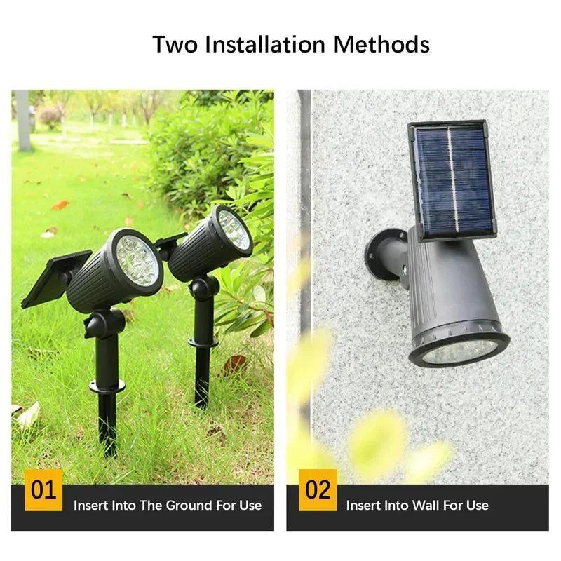 9-LED Solar-Powered Outdoor Spotlight