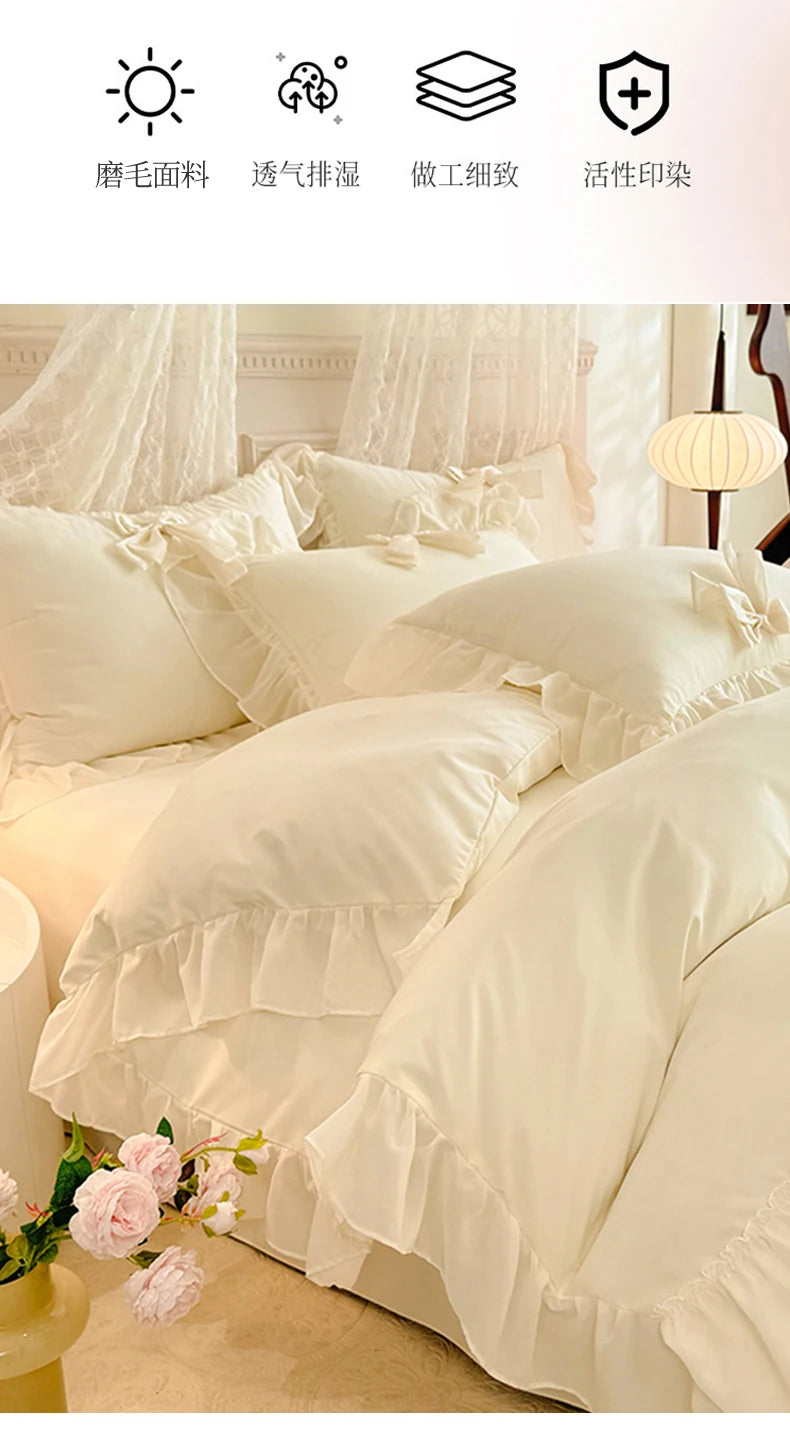 Princess Chiffon Duvet Cover with Romantic Ruffles