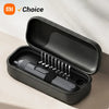 A black SmartPicks electric screwdriver with dual mode and LED light is shown inside its open storage case.