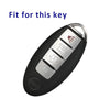Black protective TPU key fob cover with a keyring and three molded indentations for vehicle keys