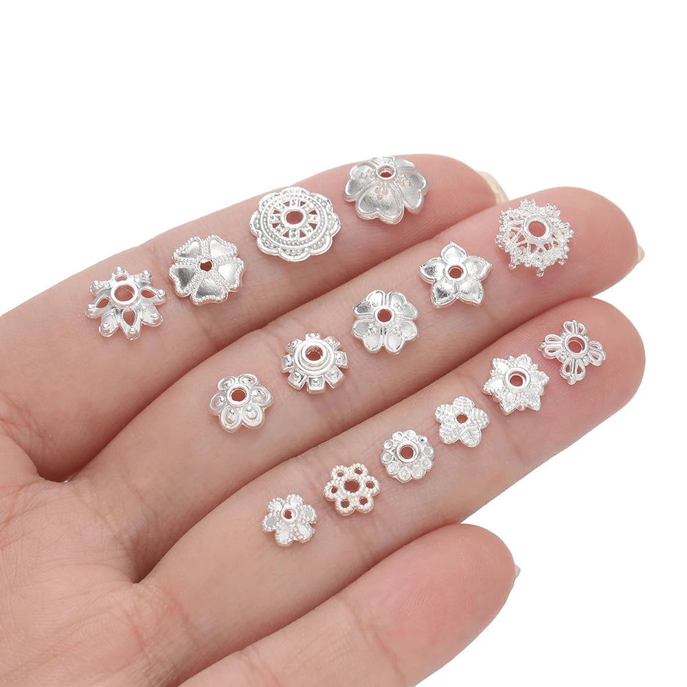 Decorative Flower Bead Caps for Jewelry Making – 50 Pack