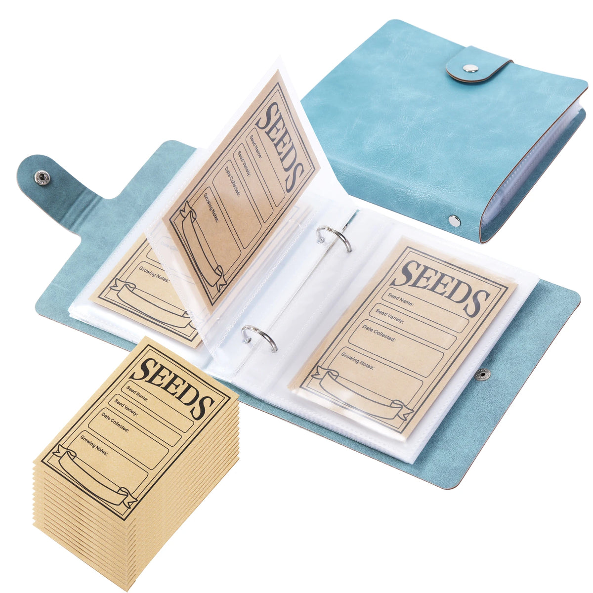 Garden Seed Organizer Binder with Self-Sealing Envelopes
