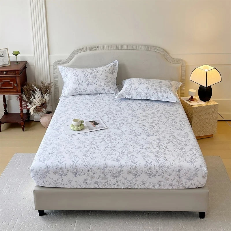 Floral 100% Cotton Fitted Sheet with Elastic Edges