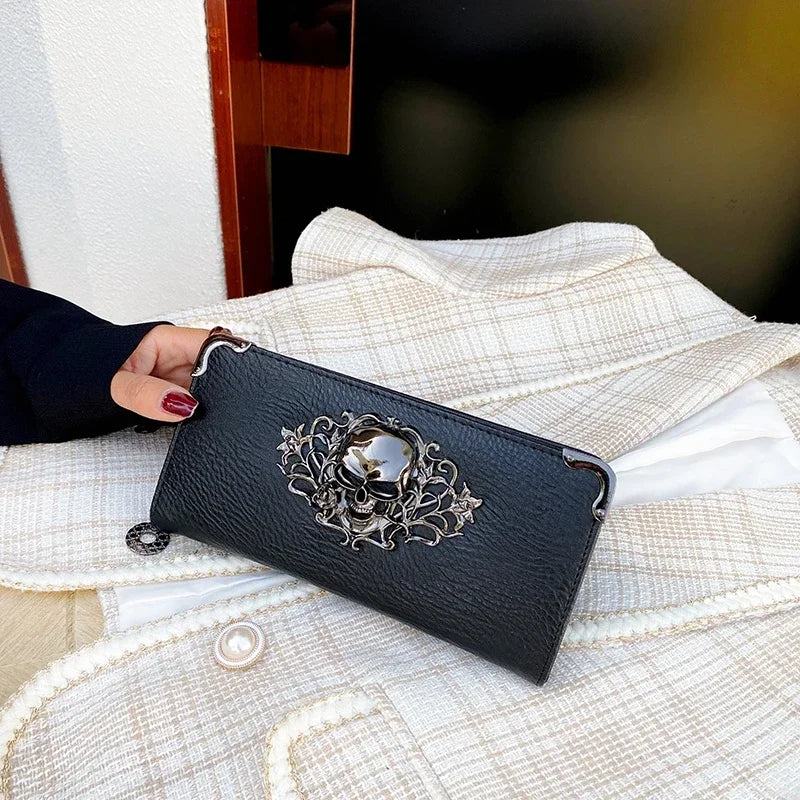 Skull Punk Style Long Wallet with RFID Protection