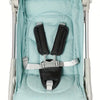 Light blue fabric cushion covers for a baby stroller and car seat belt