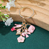 Enamel Heart & Bow Keychain with Flower Charm