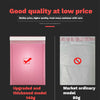 Comparison of an upgraded and thickened pink bubble mailer against a market ordinary white one.