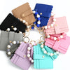 Silicone Bead Bracelet with Leather Card Holder and Tassel