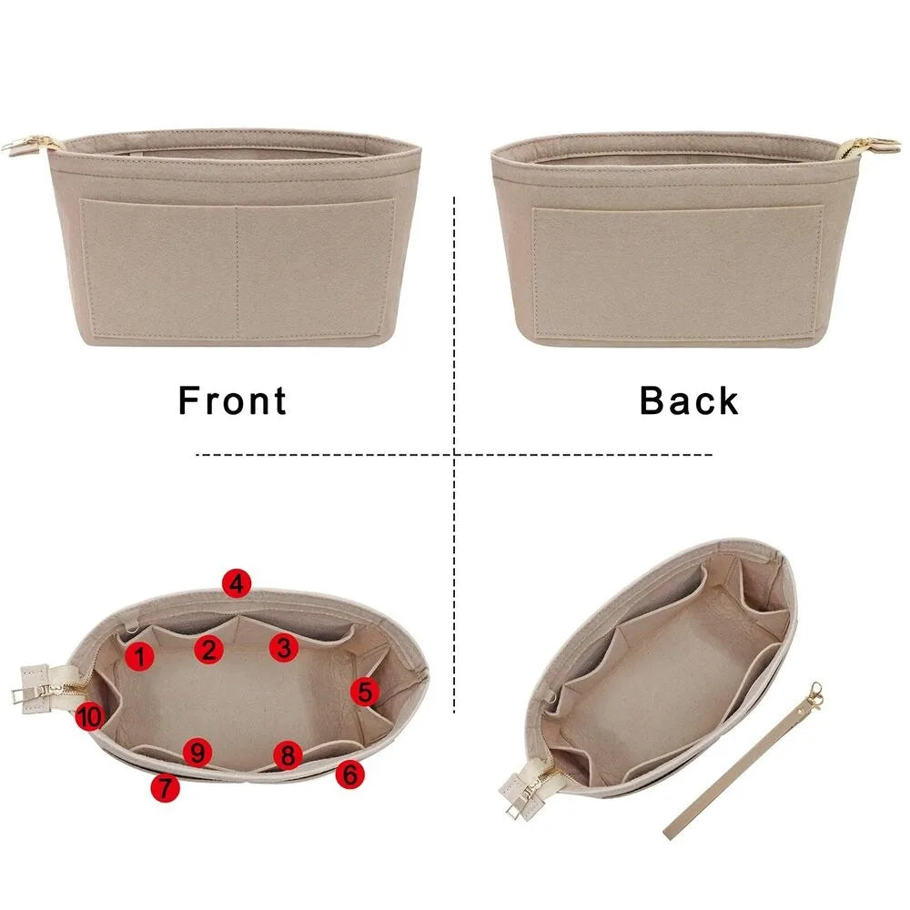 Felt Handbag Organizer with Detachable Key Chain