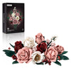 A collection of pink and cream rose building blocks arranged in a bouquet style.