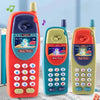 Three colorful kids learning toy smart phones in red, teal, and lime green.
