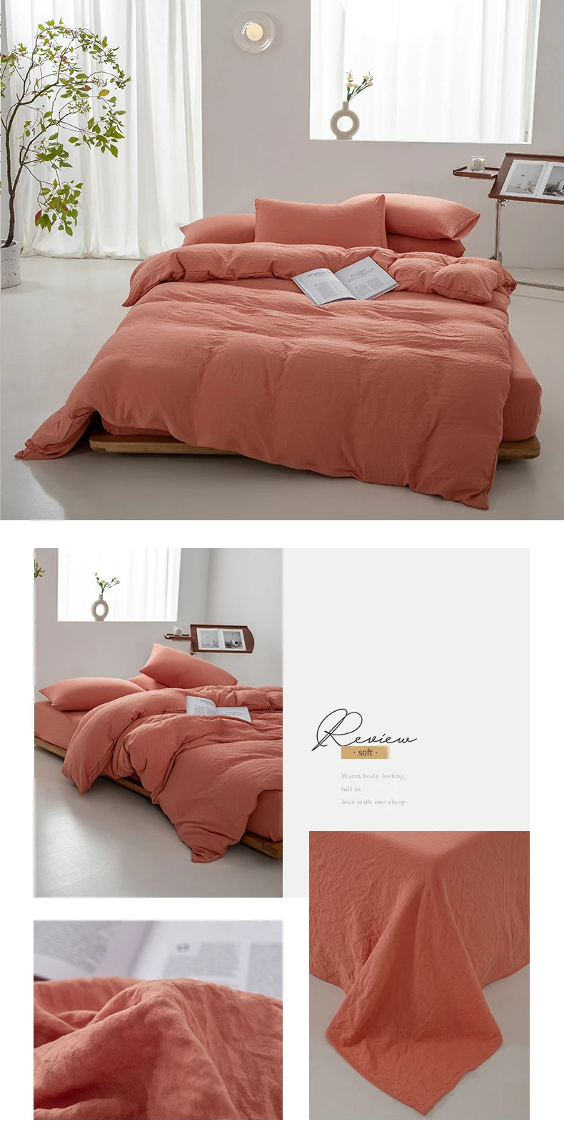 Washed Cotton Duvet Cover – Minimalist Solid Color Bedding