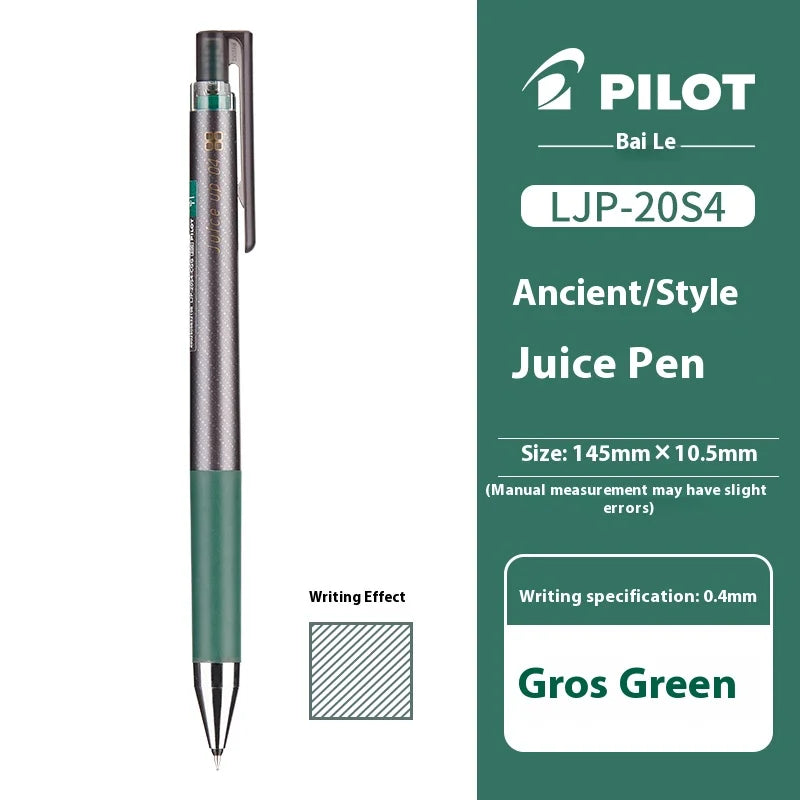 Grüne Pilot LJP-20S4 Saftfeder mit silbernem Deckel und goldener Schreibspitze.