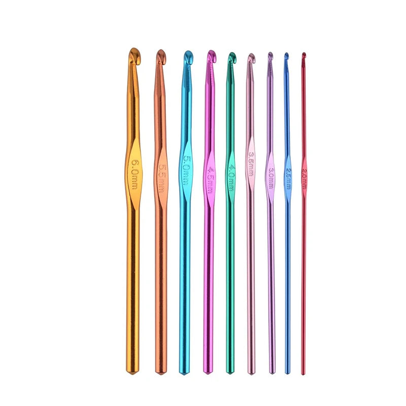 Colorful Aluminum Crochet Hook Set with Ergonomic Handles