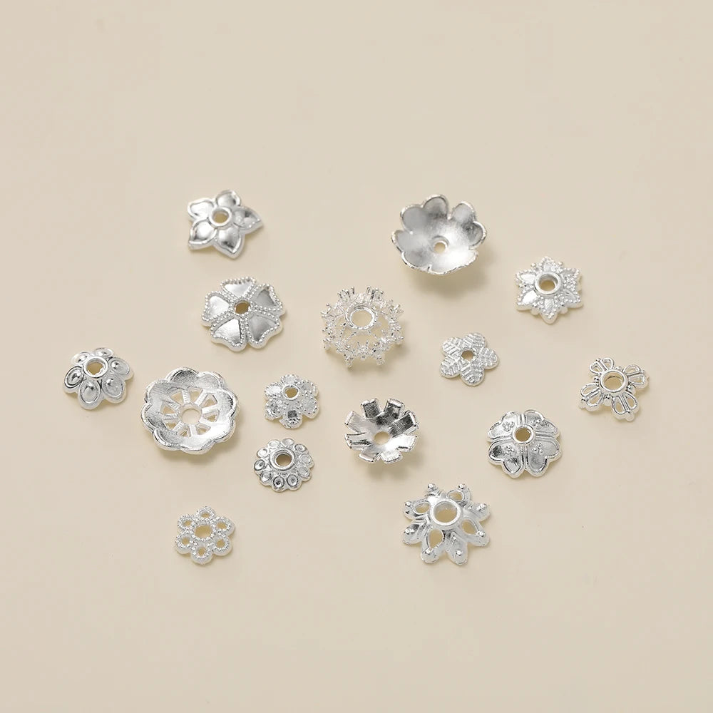 Decorative Flower Bead Caps for Jewelry Making – 50 Pack