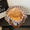 Corduroy Checkerboard Tote Bag with Multiple Pockets