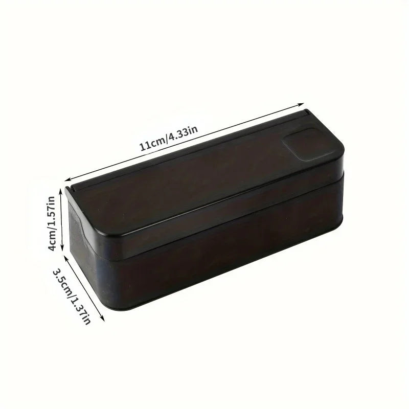 A dark brown rectangular storage box designed for organizing coins and small items.