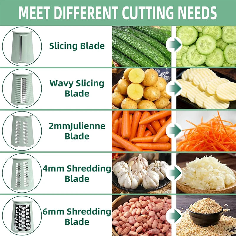 5-in-1 Manual Rotary Cheese Grater & Vegetable Shredder