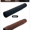 Rolls of black and brown flannel fabric used for custom fit dashboard sun shields.