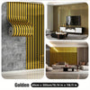 Golden vertical striped wall panels in black and gold for interior design