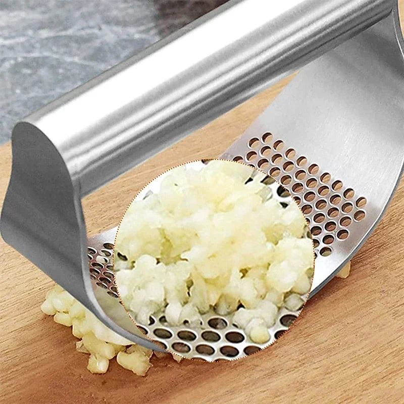 Stainless Steel Garlic Press with Ergonomic Handle