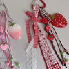 Strawberry Bag Charm Keychain with Ribbon Bow