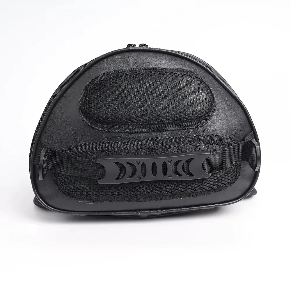 Black waterproof motorcycle tail bag designed for rear seat storage.
