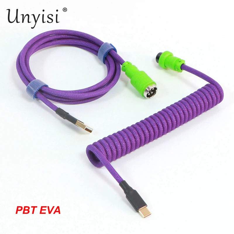 Handcrafted Coiled USB-A to Type-C Cable for Mechanical Keyboards