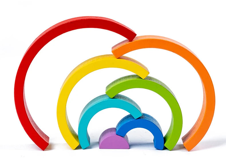 Rainbow Arch Bridge Wooden Building Blocks for Kids