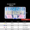 A clear plastic container holding 100 waterproof heat shrink solder wire connectors in various colors and lengths.