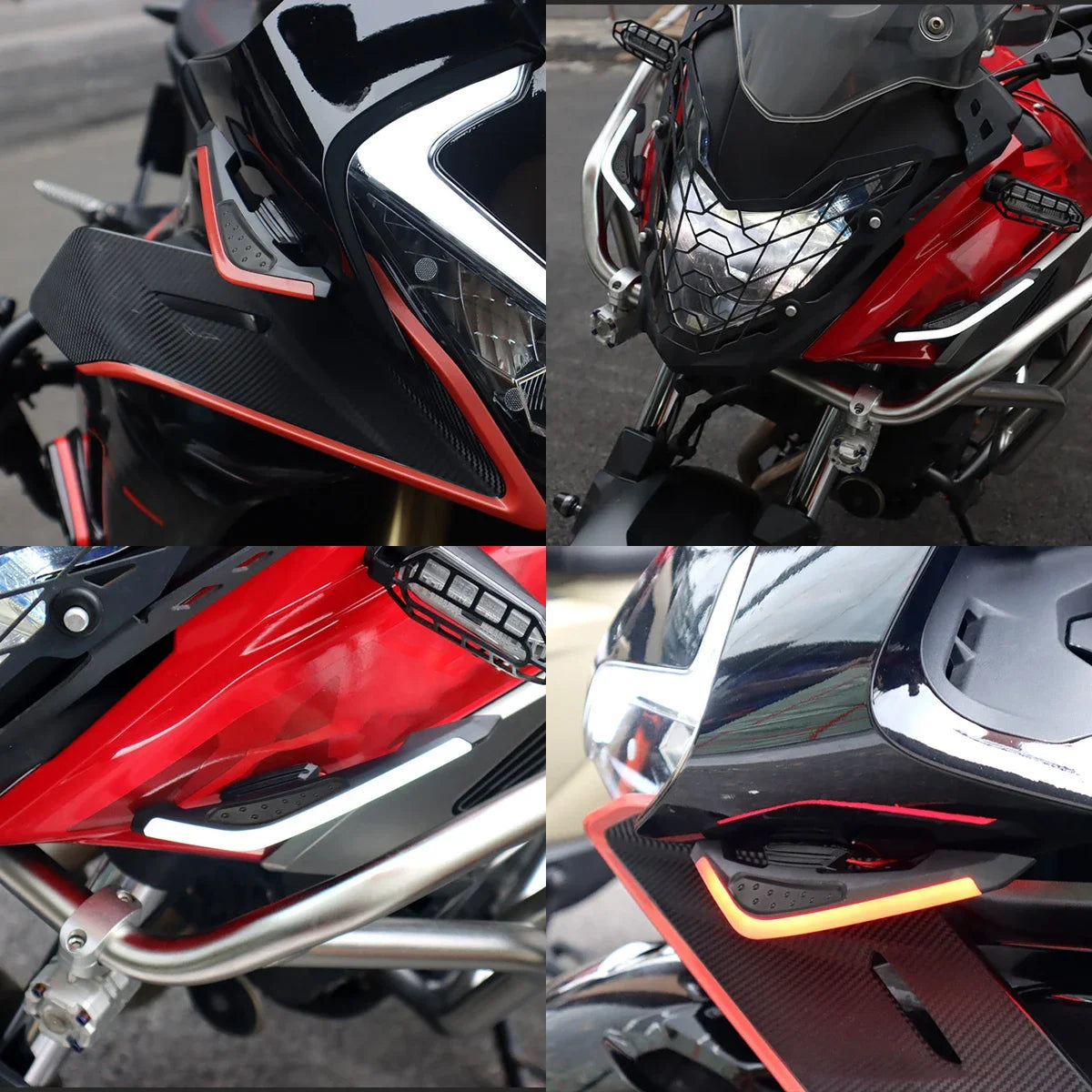 Motorcycle Front Side Spoiler Winglets with LED Light