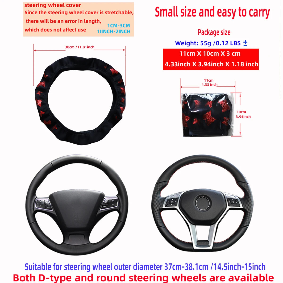 Glitter Butterfly Steering Wheel Cover – Waterproof & Non-Slip